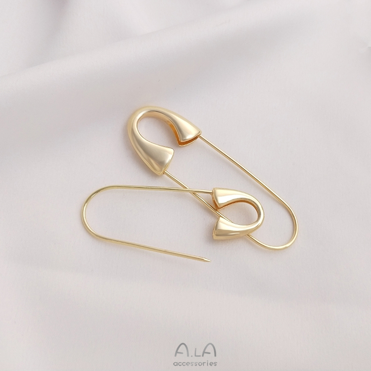 색상 보존 광택 브로치 14K 패키지 진짜 골드 고급 바늘 수제 DIY 문자열 비드 펜던트 노출 방지 쥬얼리 액세서리