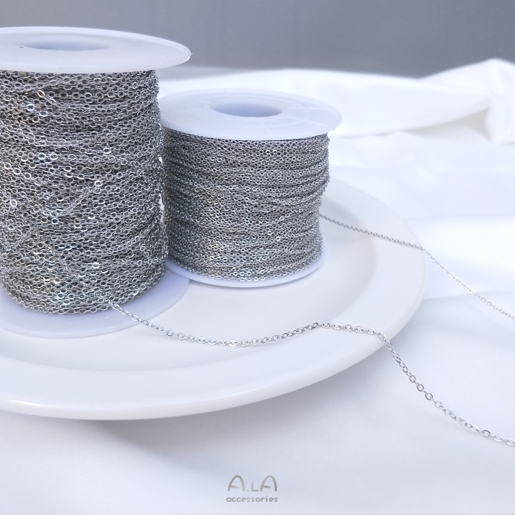 색상 보존 구리 체인 백금 도금 플랫 O 체인 얇은 체인 O 자형 체인 목걸이 팔찌 소재 DIY 쥬얼리 루스 체인 액세서리