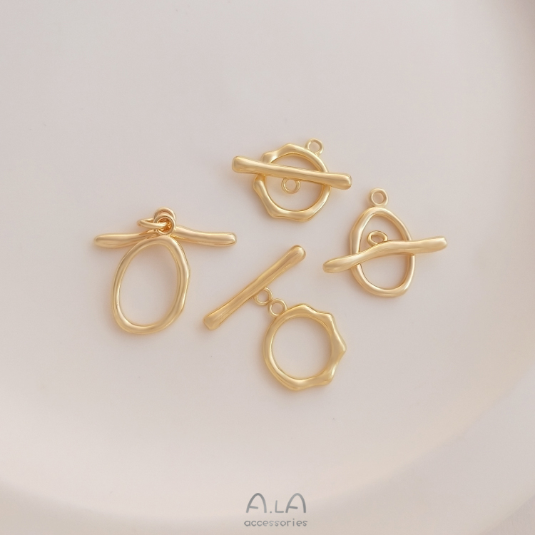 14K GOLD-FILLED COLOR-RETAINING NON-SPECIFICATION MULTI-DIAMOND ROUND FASHION OT BUCKLE HANDMADE DIY BRACELET NECKLACE CONNECTION FINISHING ACCESSORIES