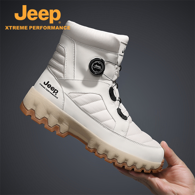 JEEP MENS SHOES AUTUMN AND WINTER MENS TIDE NORTHEAST SNOW BOOTS VELVET THICKENED WARM THICK-SOLED NON-SLIP FEMALE COUPLE COTTON SHOES