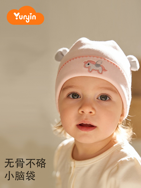 孕茵新生婴儿帽子0-12月初生宝宝护囱门胎帽双层春夏秋冬纯棉A类 — 2