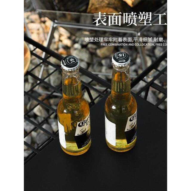 Outdoor multi-function barbecue table camping portable mesh table Mini storage rack folding table chair drain bowl rack