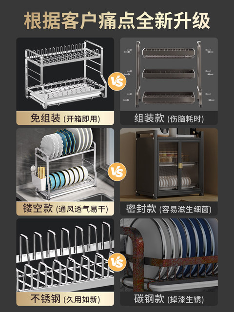 Stainless steel dish storage rack drain bowl rack kitchen bowl chopsticks bowls and plate drain rack put dishes dish storage rack