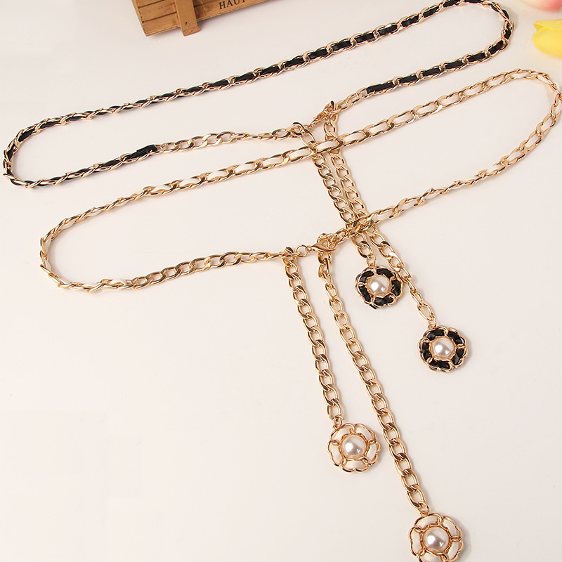 WOMENS WAIST CHAIN HIGH-QUALITY METAL WEAR LEATHER WOMENS PERSONALITY TREND FLOWER PENDANT SIMPLE PUNK WAIST CHAIN