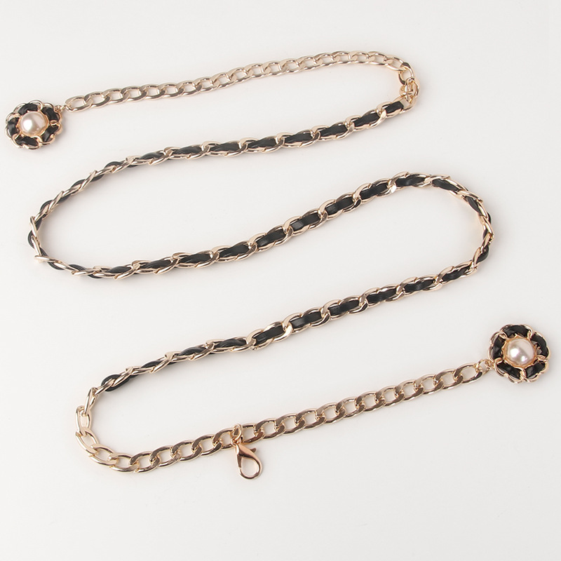 WOMENS WAIST CHAIN HIGH-QUALITY METAL WEAR LEATHER WOMENS PERSONALITY TREND FLOWER PENDANT SIMPLE PUNK WAIST CHAIN