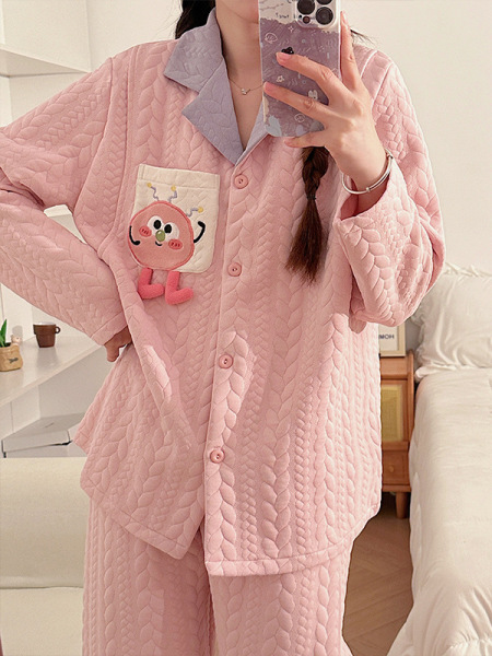 孕妇睡衣秋冬季款加厚三层全棉纯棉保暖产后哺乳家居服月子服套装