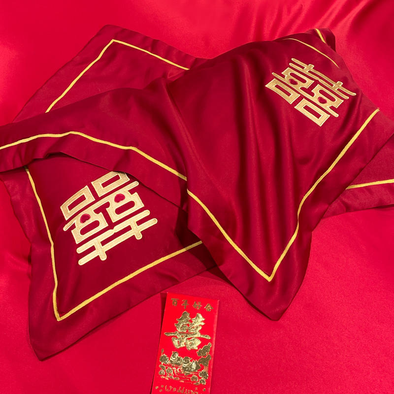COTTON WEDDING FOUR-PIECE SET BIG RED EMBROIDERY COTTON WEDDING ROOM WEDDING QUILT BEDDING NEWLYWED KIT A COMPLETE SET