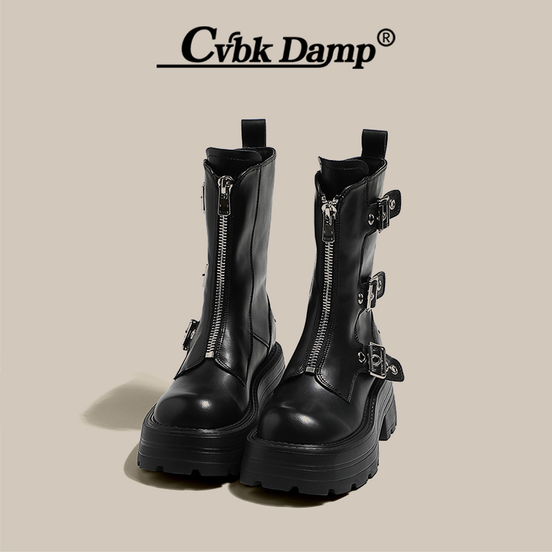 LEG ESSENCE HOT GIRL NICHE DESIGN SENSE 7.5CM THICK-SOLED MARTIN BOOTS WOMENS 2024 AUTUMN NEW KNIGHT BOOTS