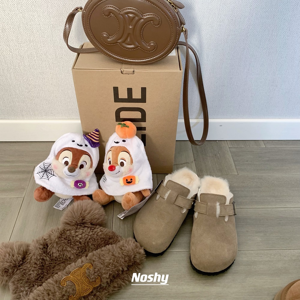 CVBK GODDESSS PRIVATE COLLECTION [BEAR 2.0] FLEECE CORK LOW TOE SLIPPERS FLAT SOLES ARE COMFORTABLE