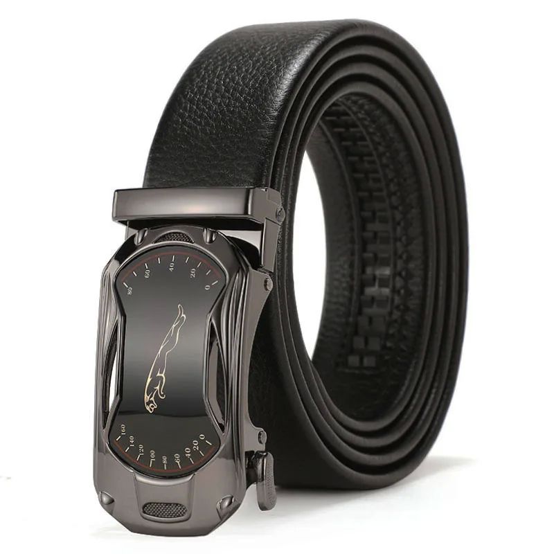 BUSINESS LEISURE ALLOY AUTOMATIC BUCKLE PU LEATHER BELT FOR