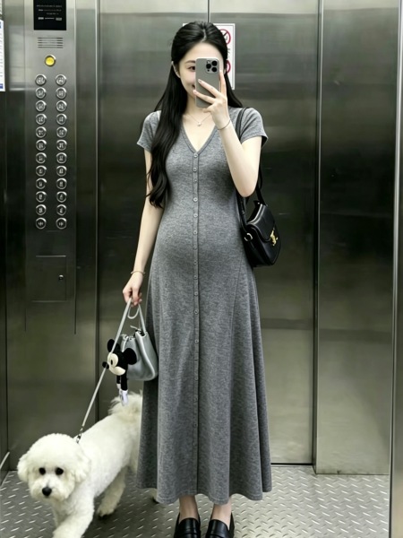 孕妇连衣裙夏季2026新款孕妈短裙高级感法式显瘦辣妈穿搭长裙夏天 — 2