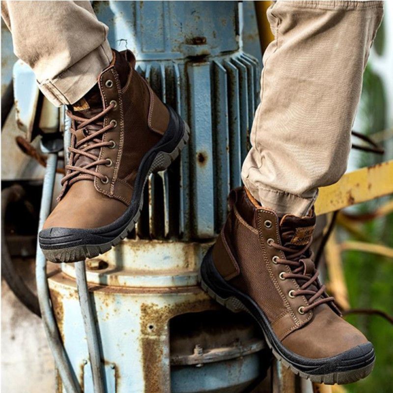 HIGH-GRADE LABOR PROTECTION SHOES AND BOOTS ANTI-SMASHING ANTI-PUNCTURE SAFETY PROTECTIVE SHOES WELDER SHOES ANTI-SCALDING CRAZY HORSE SKIN BREATHABLE SAFETY SHOES