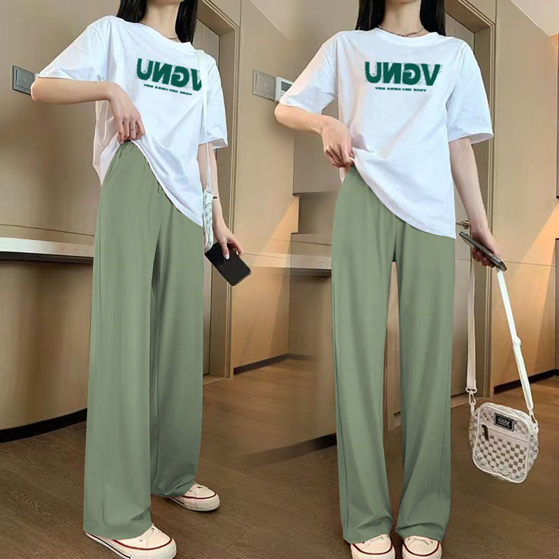 UK NEXT ROAD MATERNITY SUIT FASHION FOREIGN SHORT SLEEVE THIN LETTER TOP T-SHIRT PANTS TWO-PIECE SUMMER SET