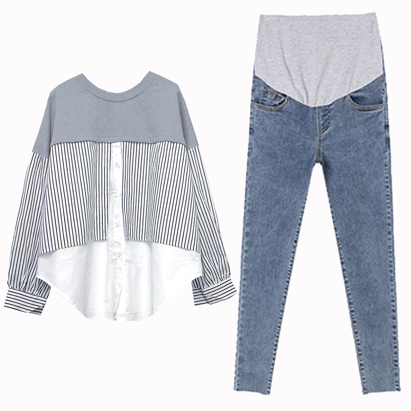 UK NEXT ROAD MATERNITY AUTUMN SHIRT MIDI LENGTH BELLY COVER LONG SLEEVED STRIPED TOP WOMENS AUTUMN FASHION