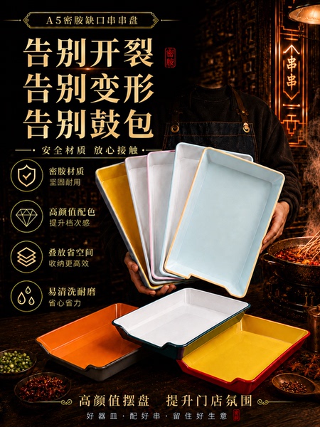 火锅炸串展示盘子串串香盘子商用烧烤店选串盘展示柜托盘烧烤托盘