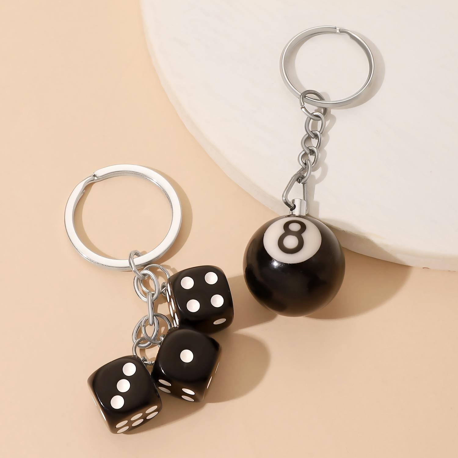 CREATIVE RESIN DICE BILLIARDS KEYCHAIN PENDANT BILLIARDS KEYCHAIN