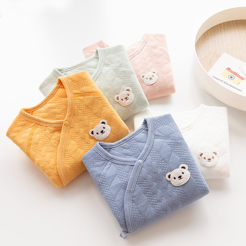 NEWBORN CHILDRENS HALF-BACK CLOTHES NEWBORN BABY WARM TOPS AUTUMN AND WINTER PADDED BONELESS UNDERWEAR COTTON CLOTHES AND MONK CLOTHES