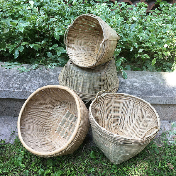 竹箩簸箕精手工编织筐装粮食收纳农家茶场采摘晾晒篮新居喜庆周转