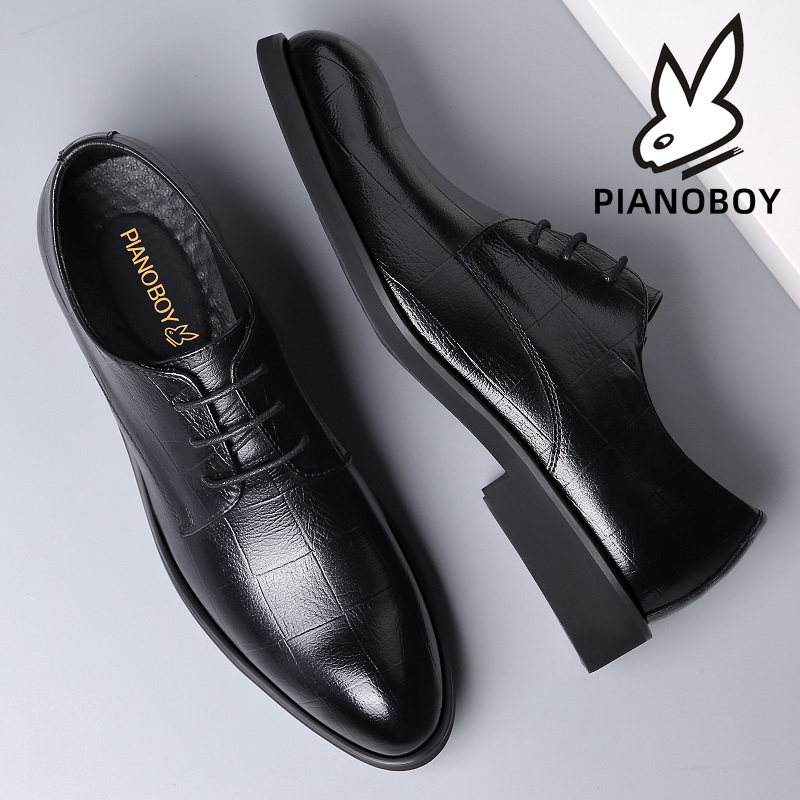 LEATHER SHOES MENS 2024 NEW SUMMER BREATHABLE FASHION BUSINESS FORMAL WEAR BLACK CASUAL HEIGHTENED YOUTH SUIT WEDDING SHOES