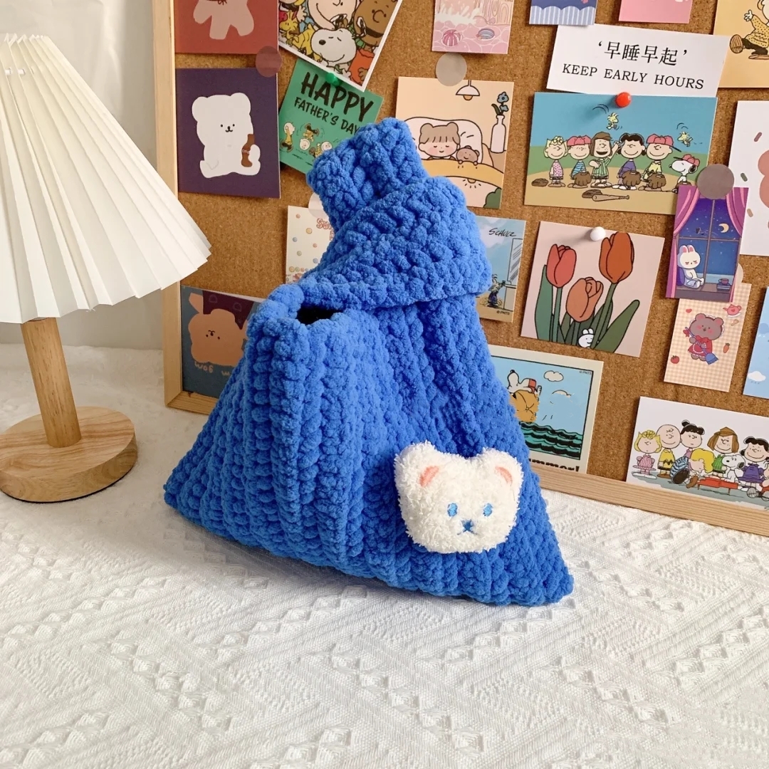 CHRISTMAS DAY NEW HAND-WOVEN DIY MATERIAL BAG DOLL BEAR ONE SHOULDER WRIST BAG GIFT FOR GIRLFRIEND