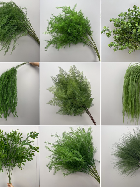 新款婚庆仿真绿植花材吊顶花婚礼插花花艺芦荀草绢花绿叶假花布置