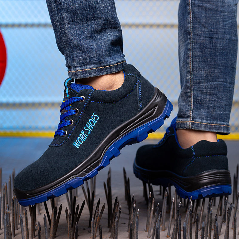 LABOR INSURANCE SHOES MENS SUMMER BREATHABLE SAFETY WORK SHOES LIGHT STEEL TOE CAP ANTI-SMASHING ANTI-STAB SOLID BOTTOM PROTECTIVE SHOES COWHIDE