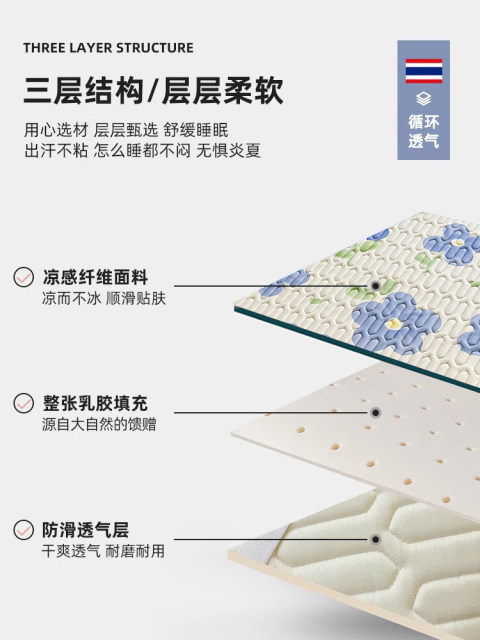 Summer latex ice silk mat three-piece set bed skirt cover 2025 new summer mat sheet mat machine washable
