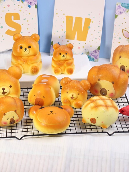 可爱软糯慢回弹柴犬小熊吐司捏捏乐解压玩具模型食玩装饰品