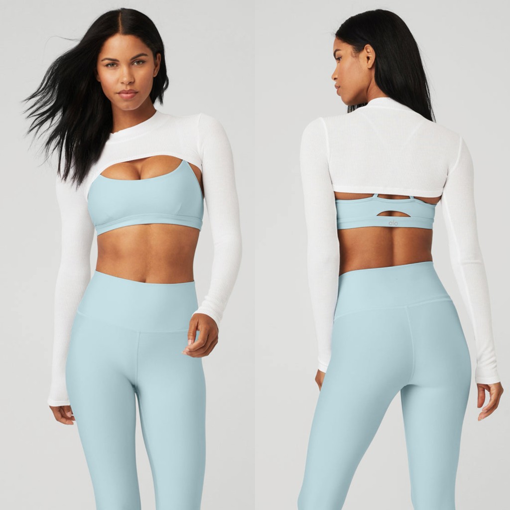 ALO YOGA CLOTHING BLOUSE DANCE SPORTS FITNESS LONG-SLEEVED T-SHIRT SHAWL SUNSCREEN SMALL VEST SHORT SECTION OUTERWEAR FEMALE TOP