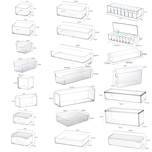 桌面收纳盒厨房抽屉内置分格透明亚克力窄长条化妆品工位长方形