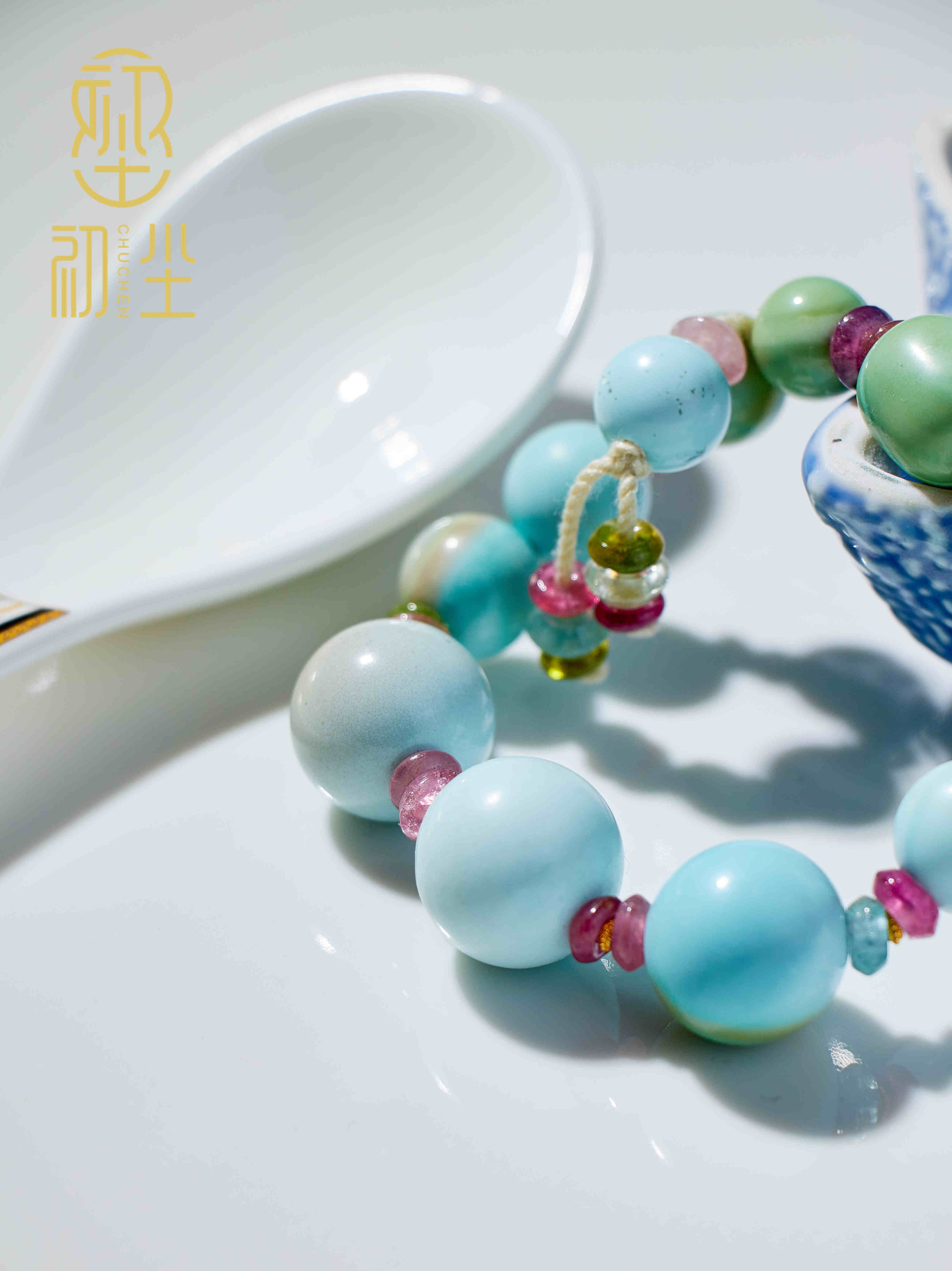 CHUCHEN 쥬얼리 아트 플레이 청록색 대형 워터 리플 볼 오리지널 매칭 팔찌 라이브 방송 특별히 촬영