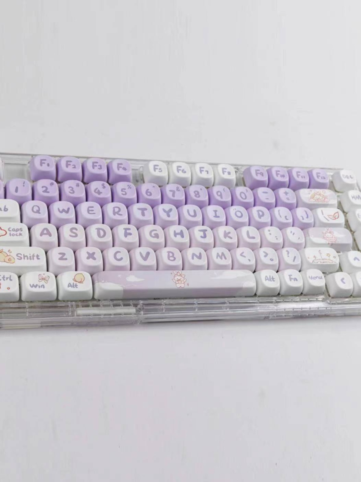 GRADIENT PURPLE RABBIT KEYCAPS CUTE CARTOON MOA HIGHLY INDIVIDUAL CREATIVE COLOR-BLOCKING FULL SET OF 142 KEYS SUITABLE FOR MECHANICAL KEYBOARD