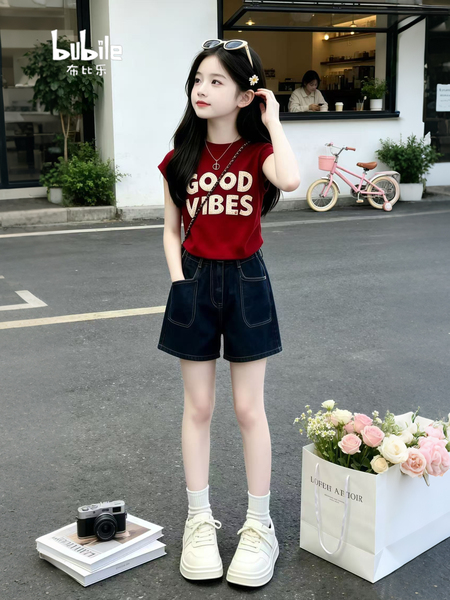 女童夏套装2026新款儿童牛仔短裤大童无袖夏装衣服女孩外穿背心夏