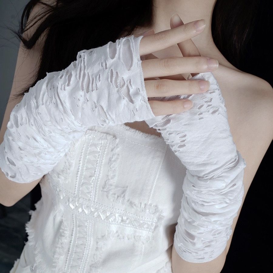 YABI WIND CULTURE HOLE BEGGAR SUNSCREEN SLEEVE COVER HOT GIRL Y2K FEMALE SPRING AND SUMMER PERSONALITY FINGER WEARING COUPLE GLOVE WRIST GUARD