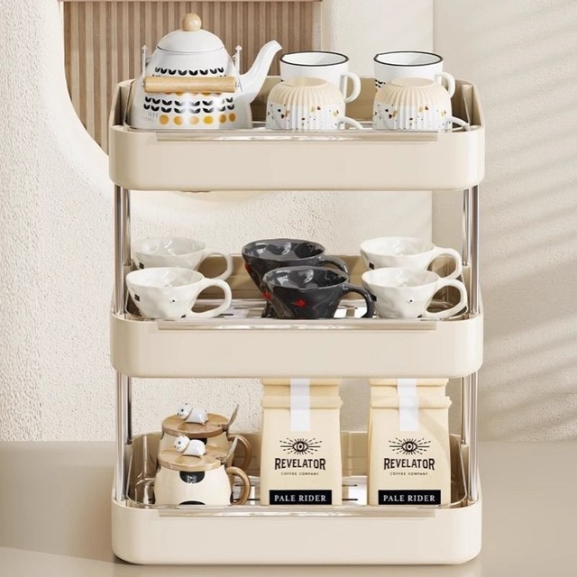 Cup storage rack Double-layer tea cup rack Tea set storage rack Cup household tabletop water cup drain tray