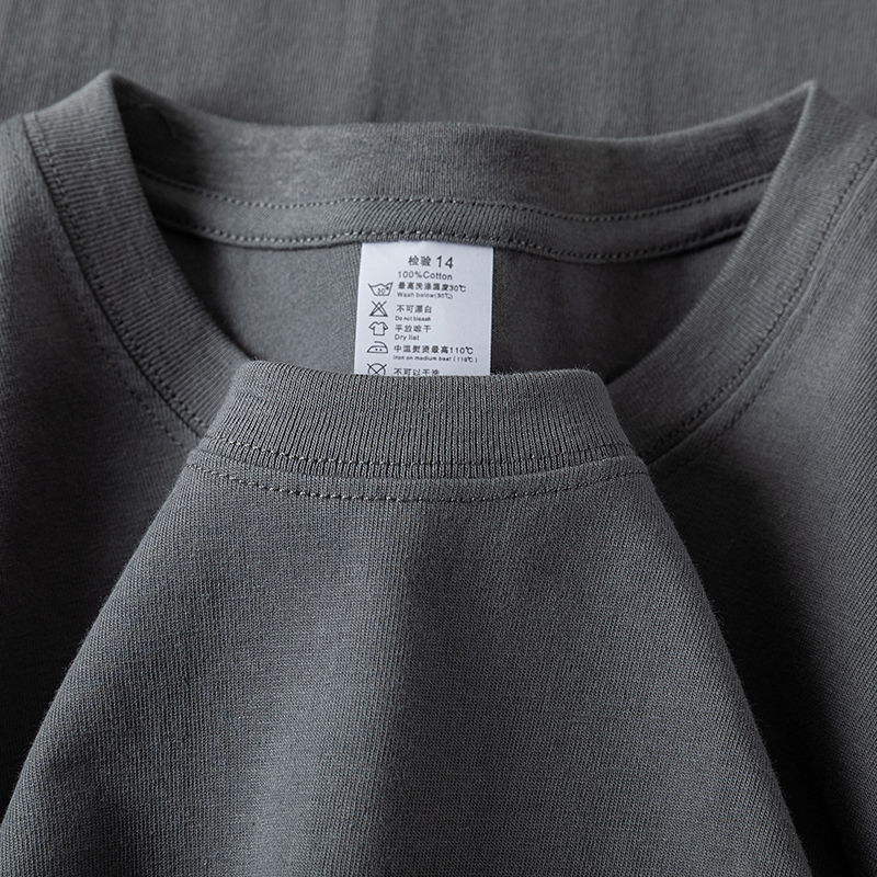 SUMMERS BEST  IRON GRAY HEAVY SOLID COLOR SUMMER THIN SHORT-SLEEVED T-SHIRT AMERICAN CASUAL LUXURY SENSE ON HALF SLEEVES