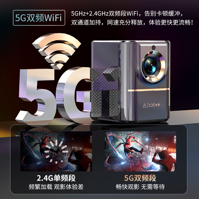 2024 NEW ULTRA HD WIFI PROJECTOR SMALL MOBILE PHONE PROJECTION DORMITORY INDOOR FOCUS 5G HOME THEATER MACHINE