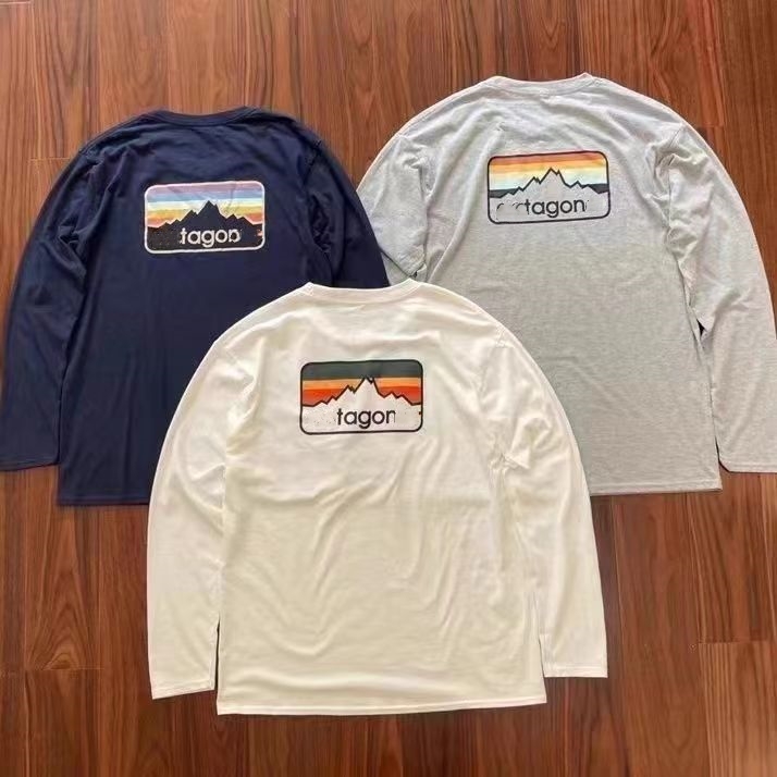 EUROPEAN GOODS ORIGINAL SINGLE OUTDOOR MENS AND WOMENS MOUNTAIN PRINT SHORT-SLEEVED LOOSE LONG-SLEEVED UNDERSHIRT COUPLES