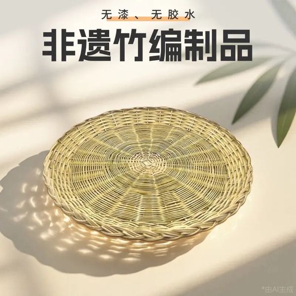 非遗手工竹编无漆无胶水蒸馒头竹篦子竹制小竹碟商用厨房点心摆盘