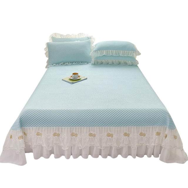 Summer Doudou mat Girls' Heart Summer Ice Silk Cool Mat Three-piece Set of Lace Bedding Sheet Machine Washable Air Conditioning Soft Mat