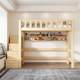 Solid wood ladder cabinet upper bed and lower table combination elevated bed sheet upper floor empty wardrobe upper bed hanging small children's apartment
