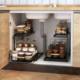 Lower sink double pull cabinet built-in rack kitchen storage kitchen utensils place pull rack countertop multi-layer seasoning rack