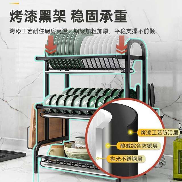 不锈钢厨房放碗架台面碗盘收纳架碗碟沥水架碗筷收纳盒置物架王之
