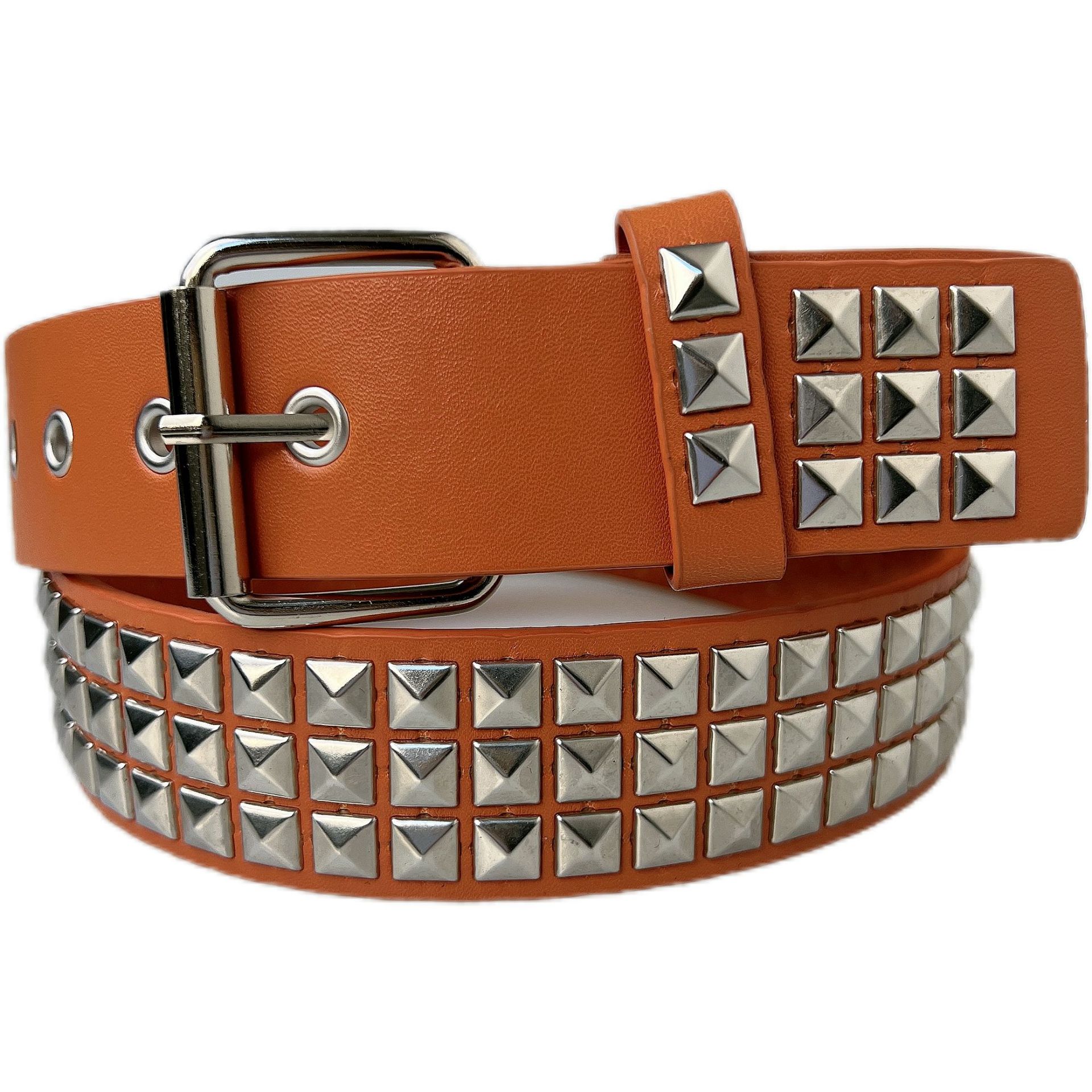 SQUARE BEADS RIVET METAL BELT PYRAMID UNI BELT KOREAN TREND PUNK STYLE HARDWARE BELT V