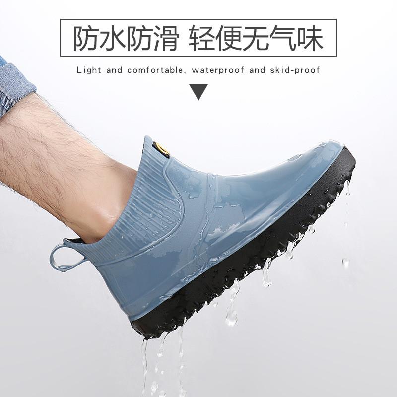 NON-SLIP RAIN BOOTS MENS WATERPROOF SHOES SHORT RAIN BOOTS WOMENS COUPLES WARM MID-TUBE KITCHEN SHOES RUBBER SHOES FISHING CAR WASH OVERSHOES