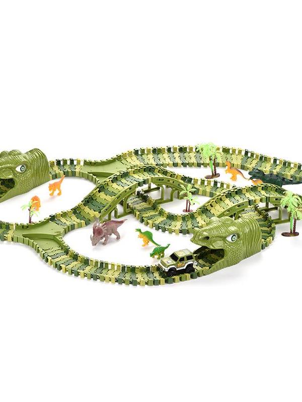 ELECTRIC DINOSAUR RAIL CAR TOY DIY ASSEMBLY ROLLER COASTER TUNNEL MAGICTRACK KIDS CROSS BORDER RACING