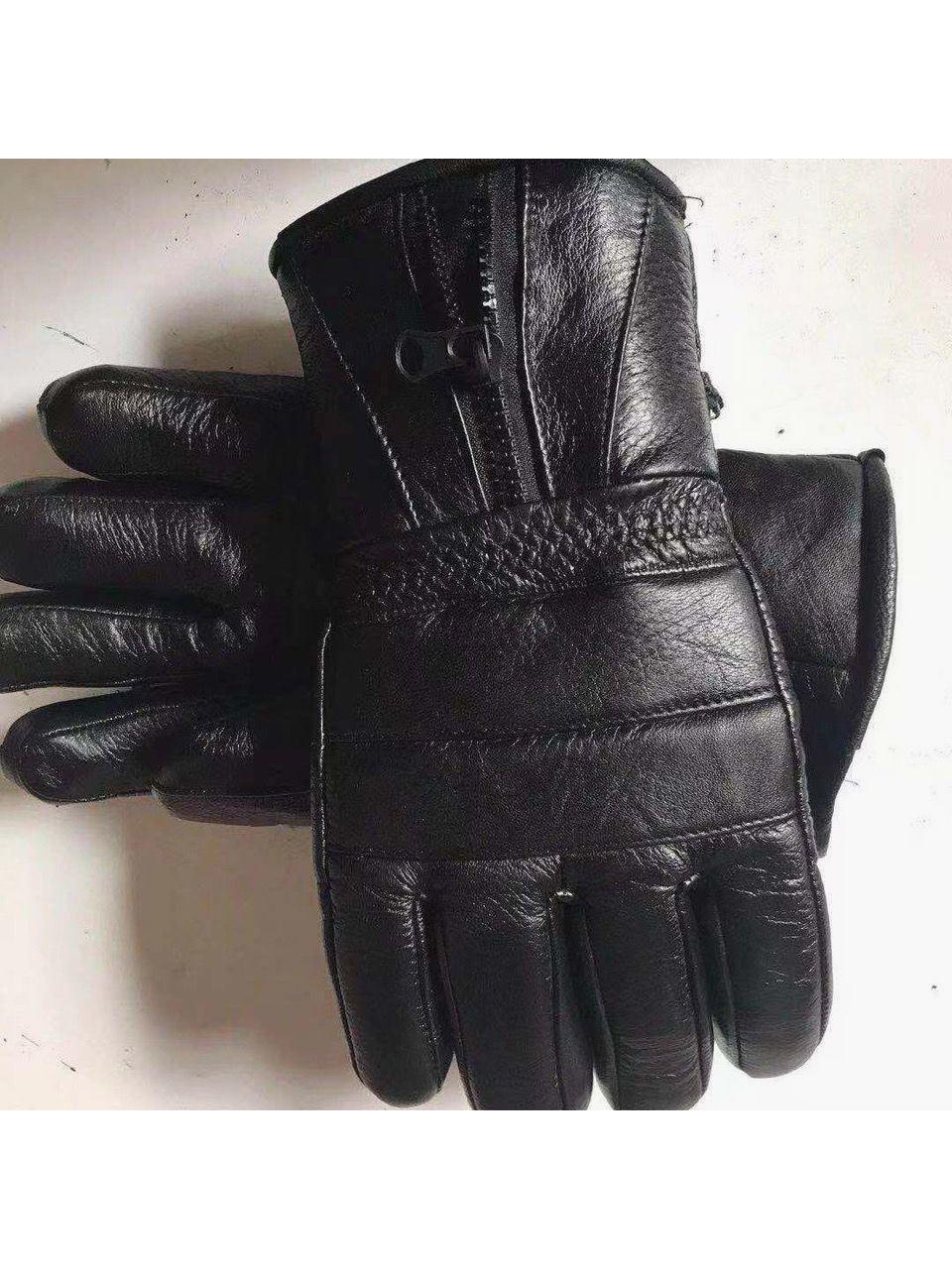 COWHIDE RIDING GLOVES COWHIDE GLOVES MENS WINTER WIND AND COLD SKI CYCLING WARM FLEECE THICKENED WINTER GLOVES
