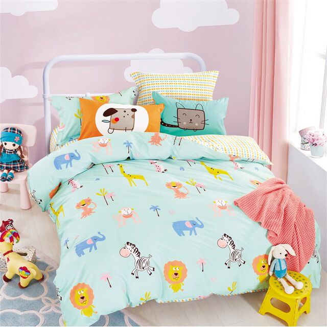 Single-piece children's bed skirt style bed sheet 1.2m meter cartoon boy and girl bed skirt pediatric massage bed cover customized
