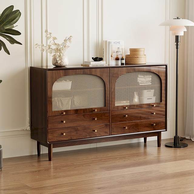 S`Box chest of cabinets living room rattan chest of cabinet storage cabinets small retro rattan solid wooden leg cabinets vertical bedroom against the wall