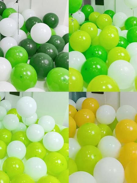 绿色墨绿色柠檬黄果绿色白色气球生日装饰幼儿园场景布置圆形汽球